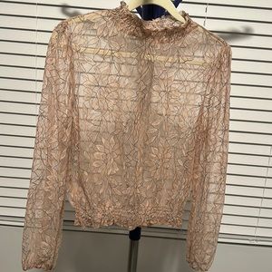 Nude/Rose pink longs sleeve blouse size M